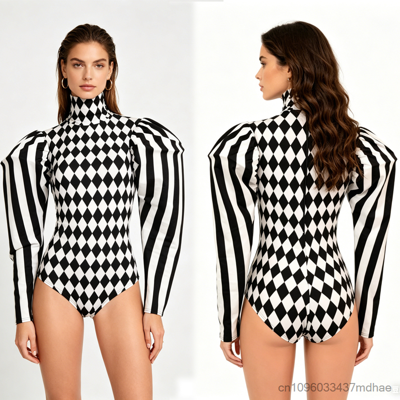 Shoulder Pad Set In - Circus Clown Cosplay Black White Rhombus