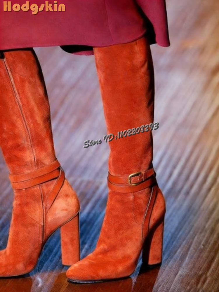 Retro Buckle Straps Boots Sued - Sewing Zipper avis et prix