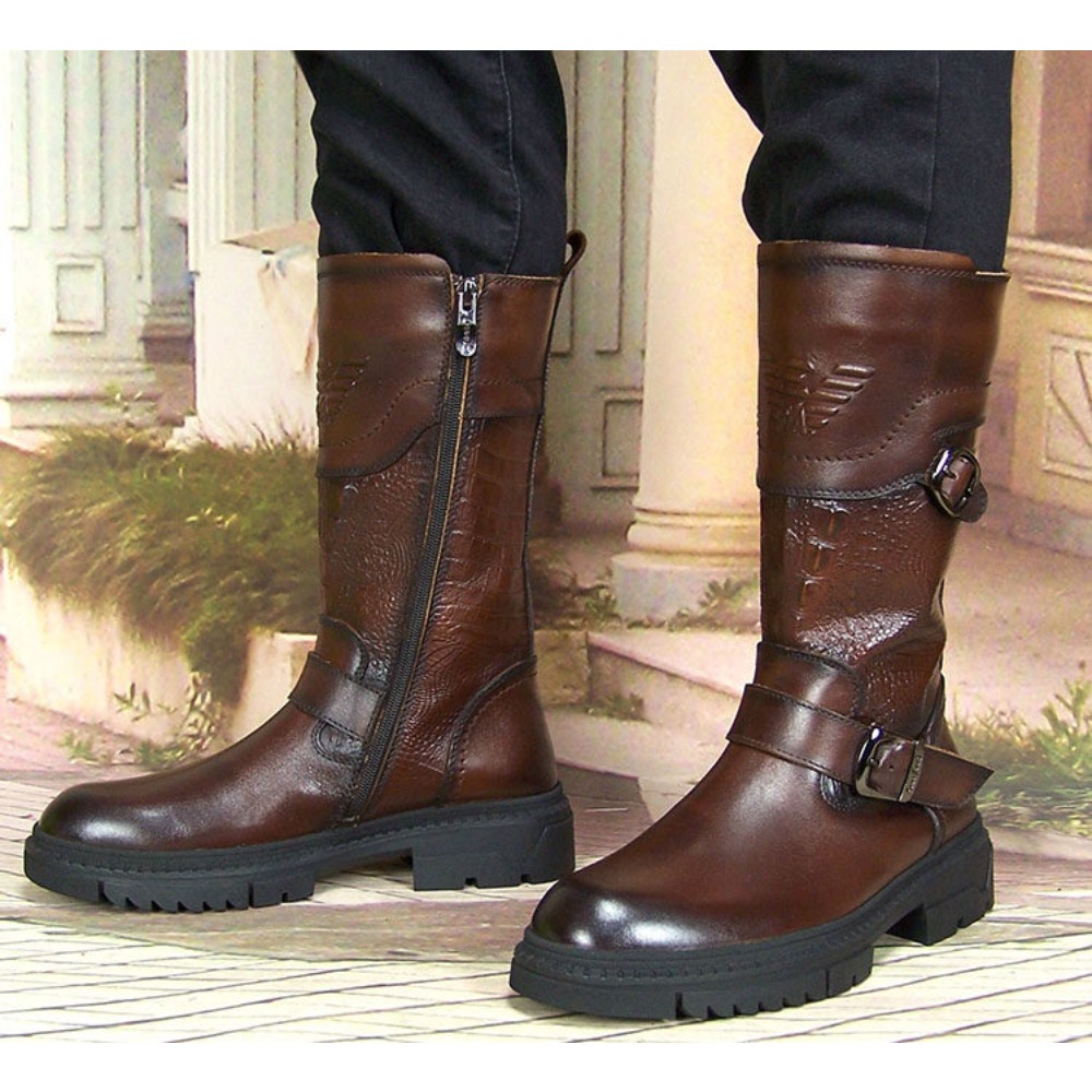 Fashion Men's Genuine Leather  - Sewing Zipper avis et prix