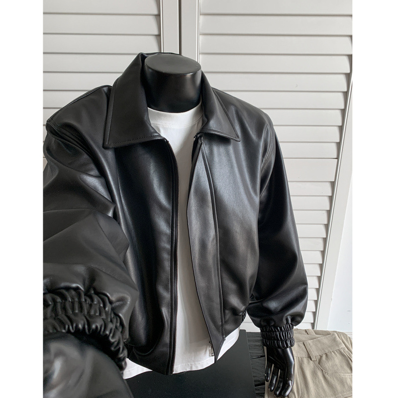 New Autumn Leather Jacket For  - Shoulder Pad Set In avis et prix