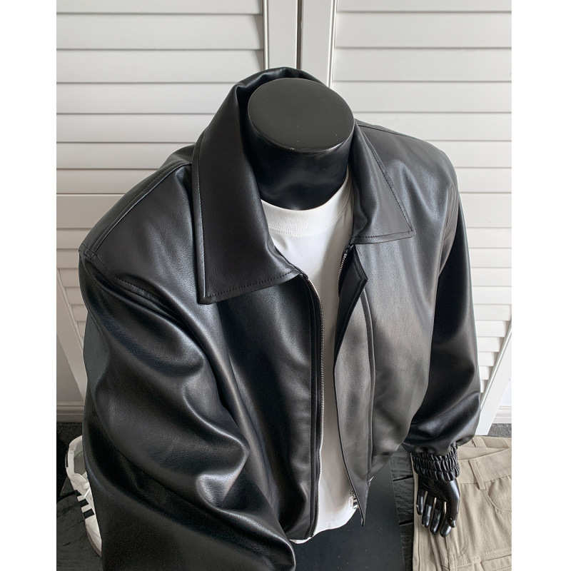 New Autumn Leather Jacket For  - Shoulder Pad Set In avis et prix