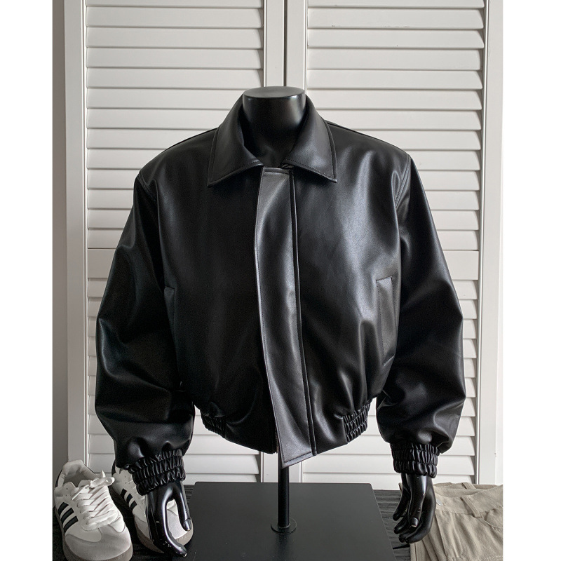 New Autumn Leather Jacket For  - Shoulder Pad Set In avis et prix