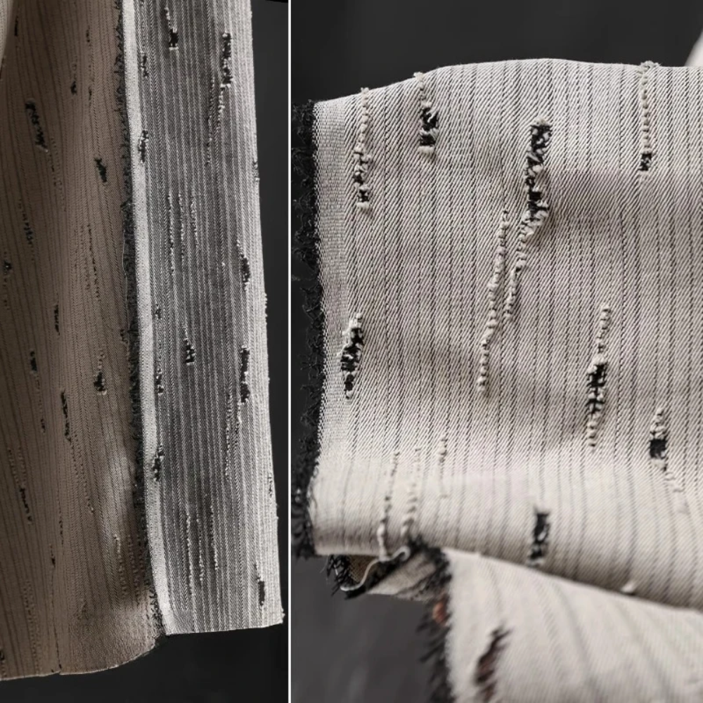 Striped Denim Cotton Jacquard  - Sewing Recycling avis et prix