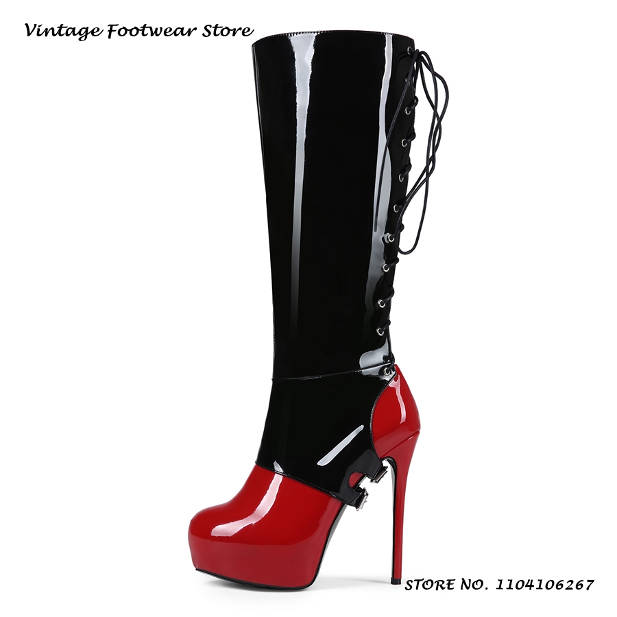 Patchwork Patent Leather Platf - Sewing Zipper avis et prix