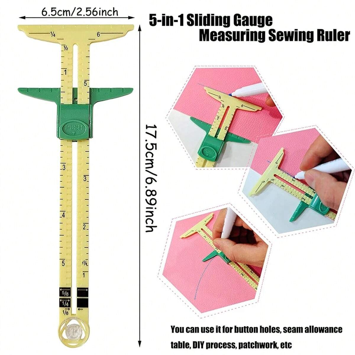 1pc Inch Ruler Scale 5-IN-1 Se - Sewing Gauge Ruler avis et prix
