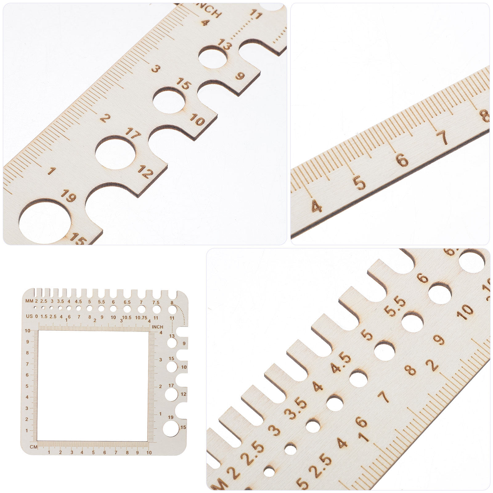 2Pcs Wood Knitting Crochet Gau - Sewing Gauge Ruler avis et prix