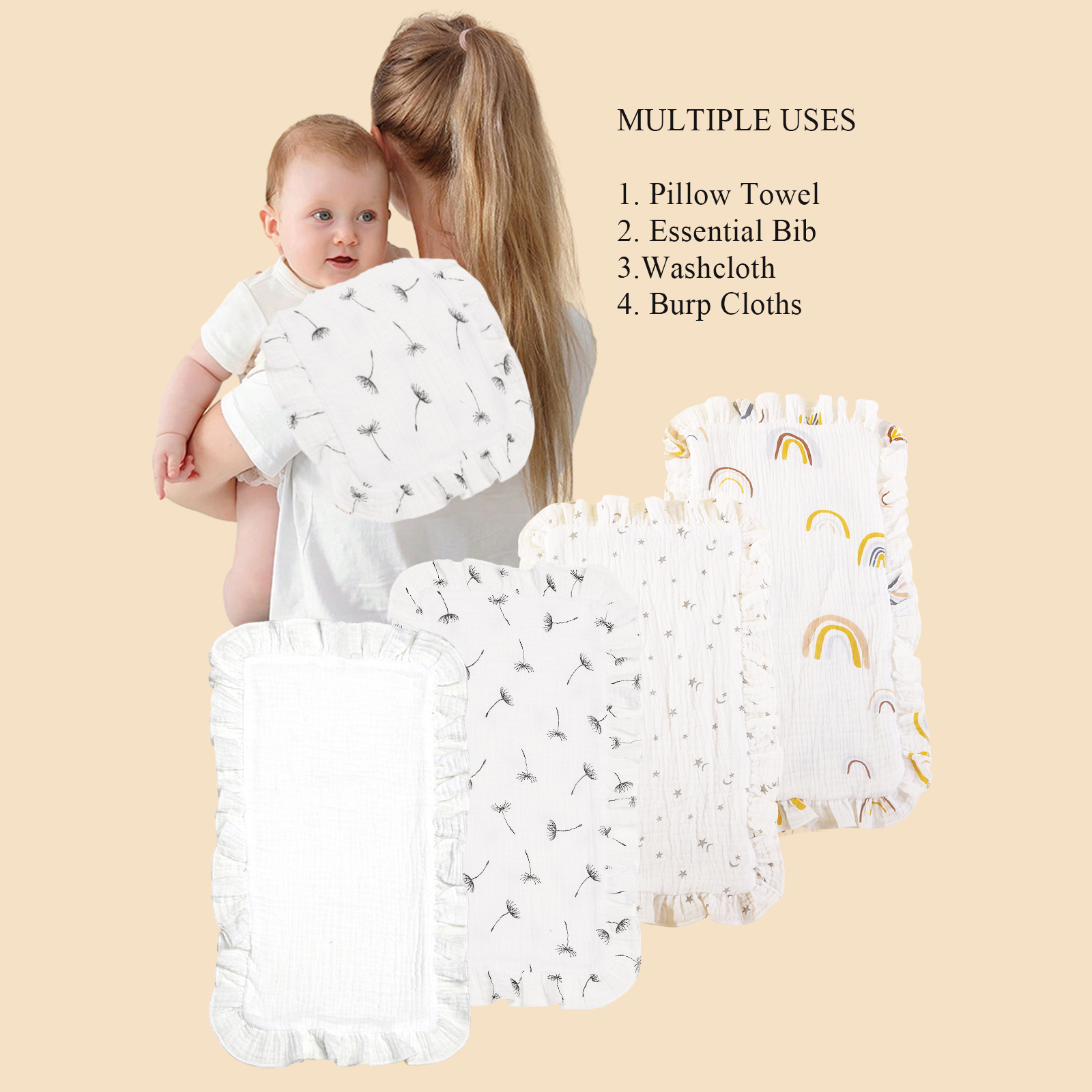 4 pcs/set Soft Muslin Cotton G - Shoulder Pad Set In avis et prix