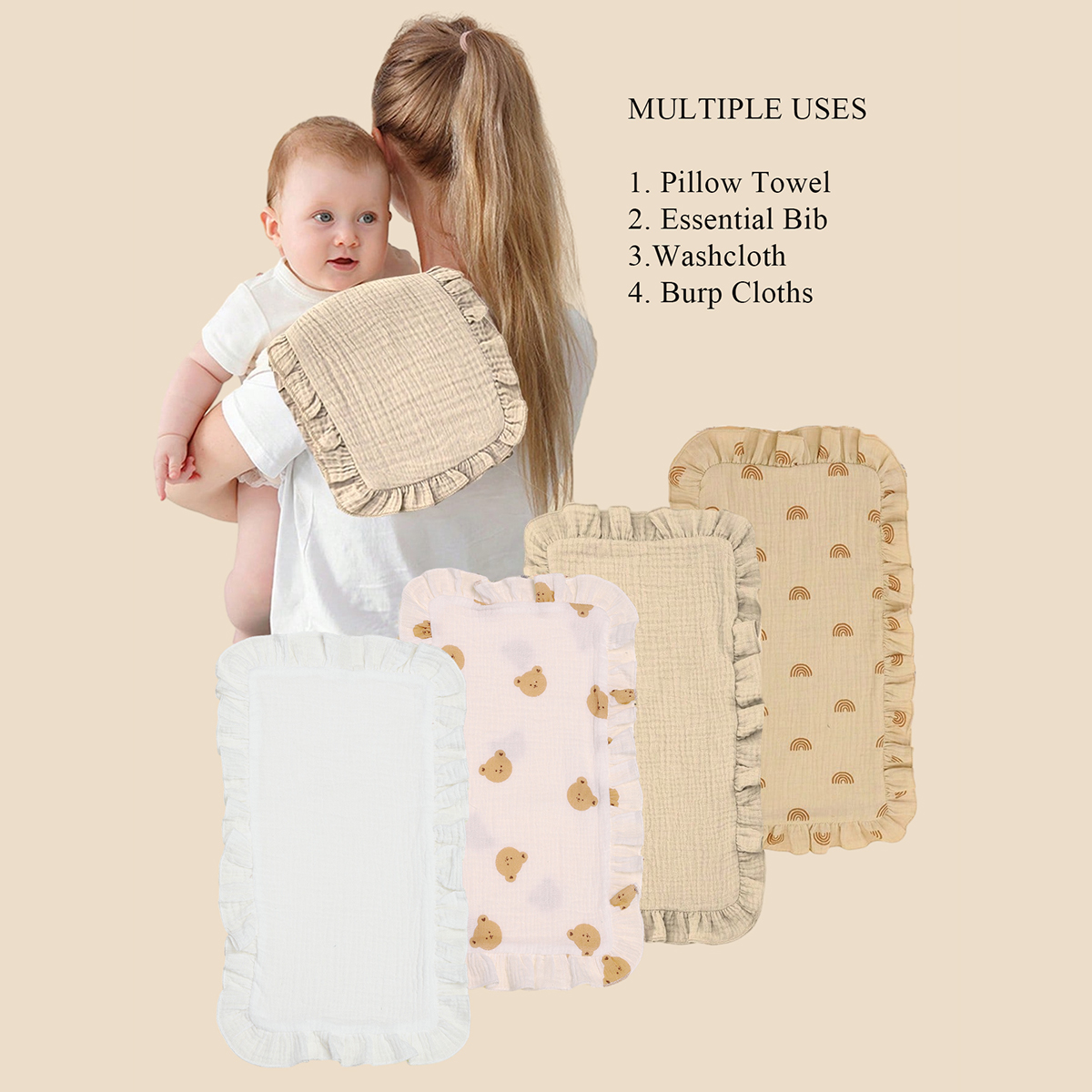 4 pcs/set Soft Muslin Cotton G - Shoulder Pad Set In avis et prix