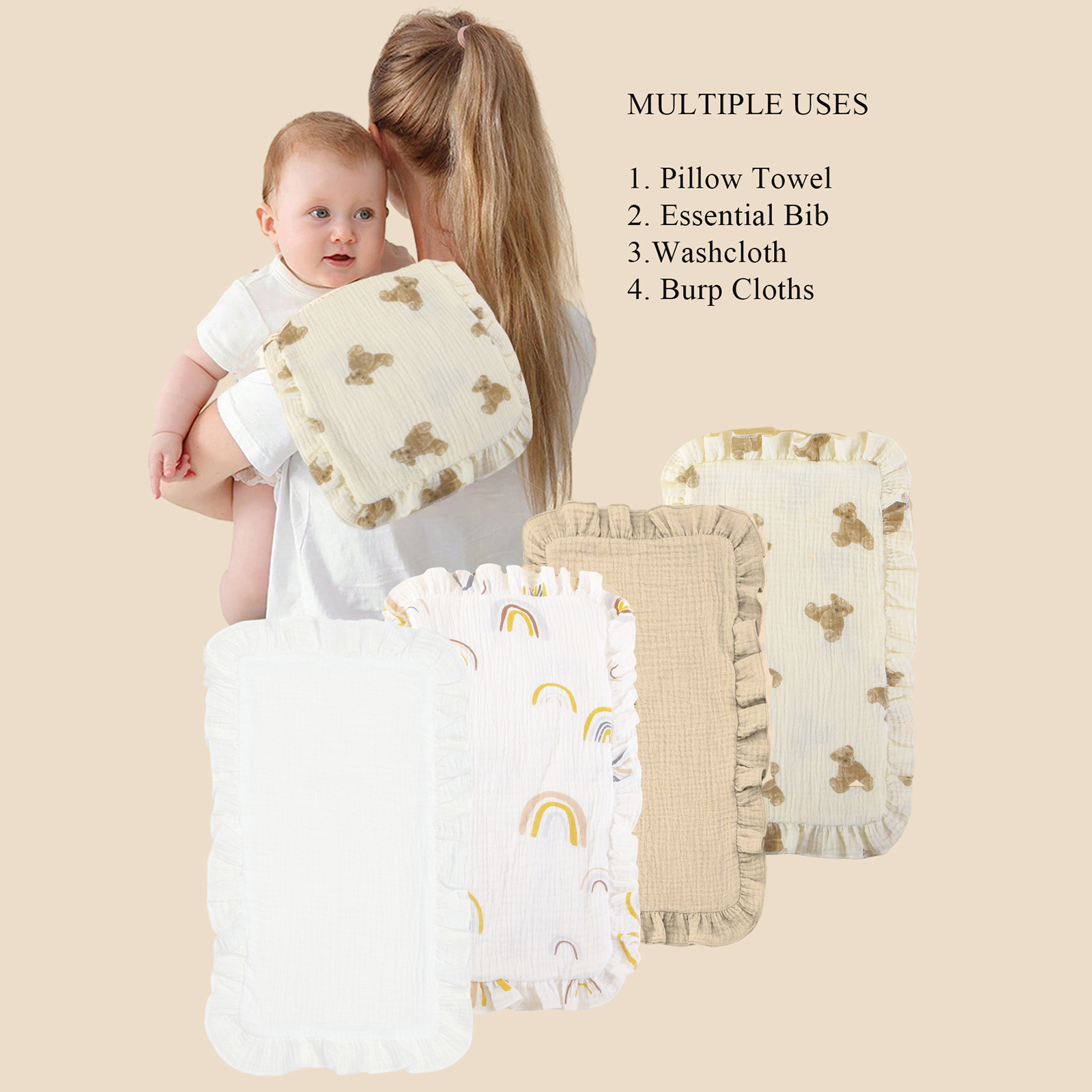 4 pcs/set Soft Muslin Cotton G - Shoulder Pad Set In avis et prix