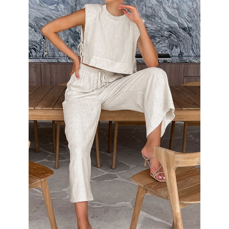 Fashion Cotton and Linen Suit  - Shoulder Pad Set In avis et prix