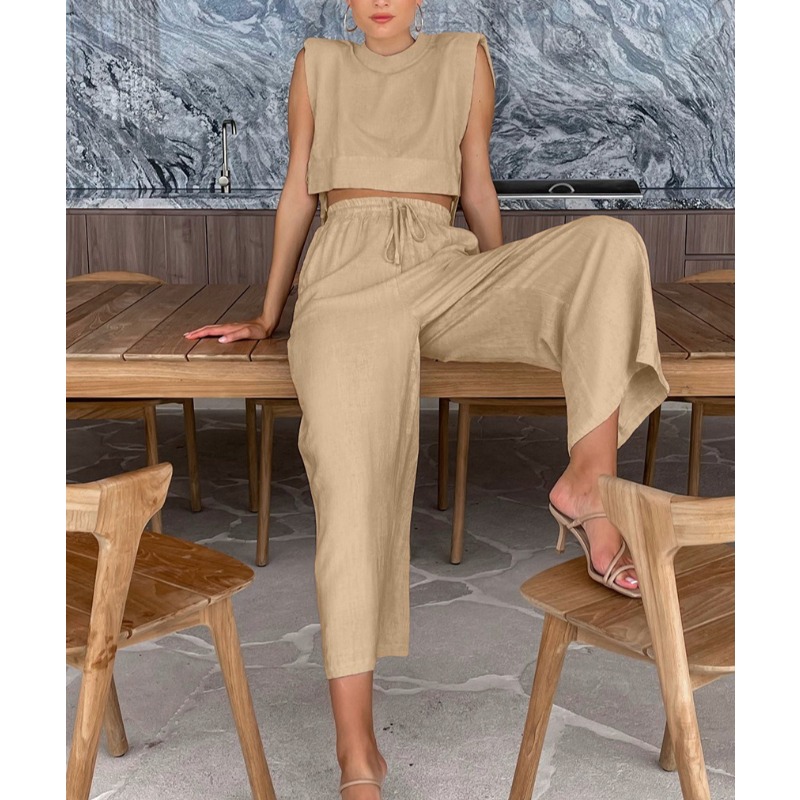 Fashion Cotton and Linen Suit  - Shoulder Pad Set In avis et prix